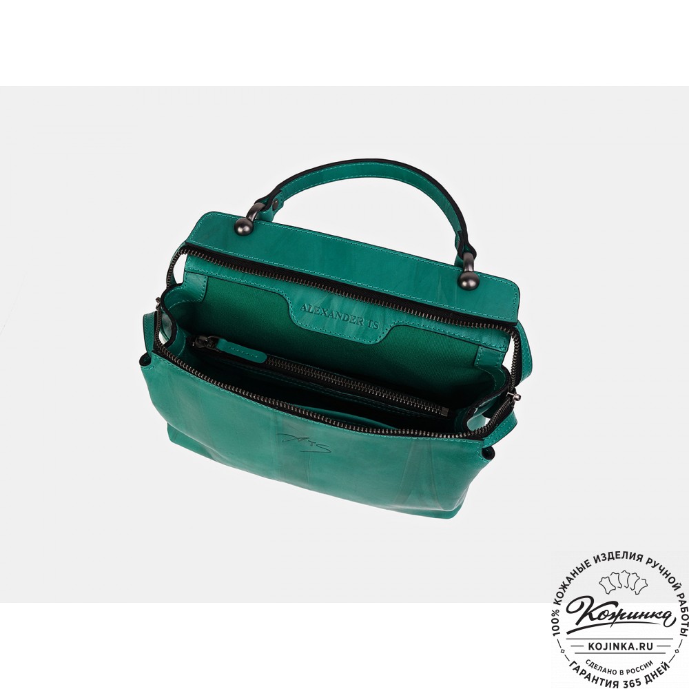 Женская кожаная сумка "Орнелла" (зелёная)